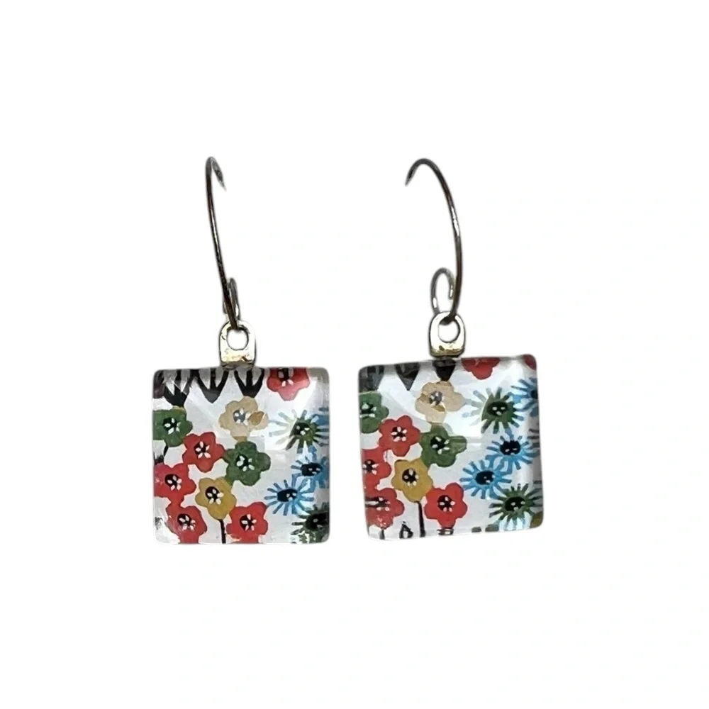 Adjustable Necklace & Pierced Earrings Set Floral Boho